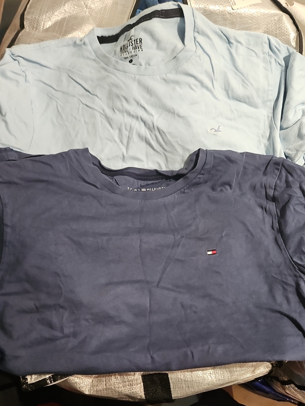 2 Tommy Hilfiger Hollister Navy Short Sleeve Crew Neck Tee with Chest Flag